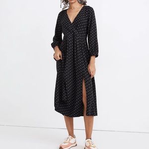 Madewell Faux wrap Midi Dress in Polka MC939